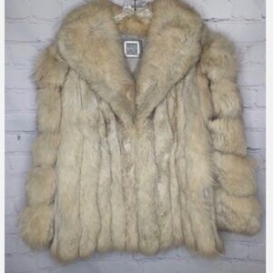 Vintage SAGA FOX Genuine Fox Fur Coat Luxury Silver Label Soft Size XL